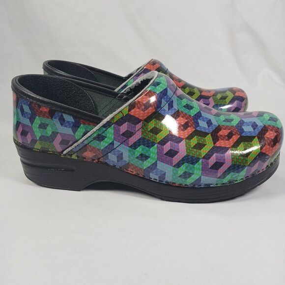 Dansko Professional Women’s Clogs Size 41 US 10.5-11 Multicolor Geometric Print - Picture 7 of 12